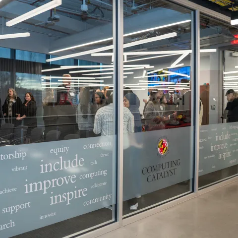 Windows outside of the Dr. Jan Plane Student Lounge