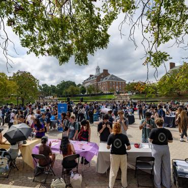 Students gathered in Hornbake Plaza