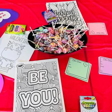 Crafts and lollipops at Computing Catalyst Valentine's Social