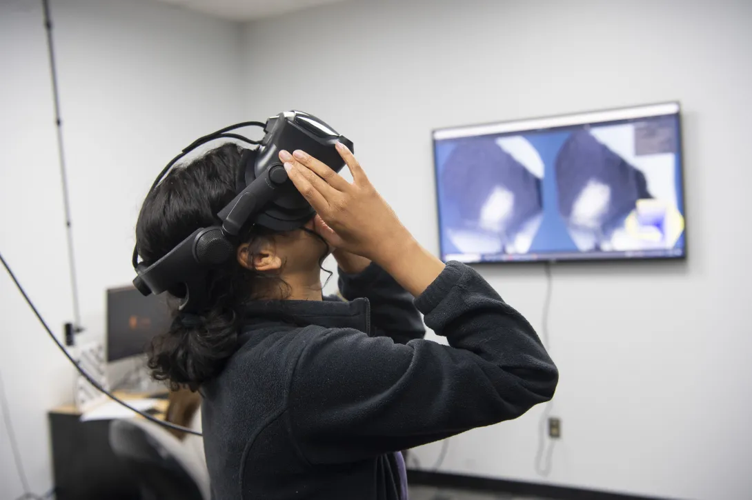 Student using a VR headset