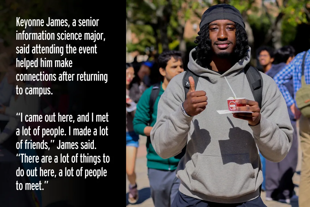 Information science senior Keyonne James poses for a photo.